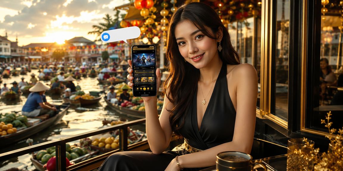 Người dùng Cần Thơ chơi game trực tuyến tại quán cà phê buổi tối với điện thoại di động