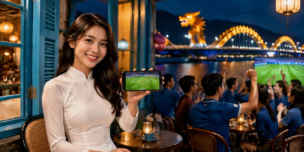 Người dùng trải nghiệm casino di động tại Đà Nẵng trong trang phục áo dài